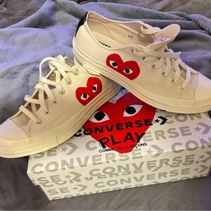 BNIB Converse X Play Comme des Garcons Low Top Chuck Taylor Shoes M 8 W 10